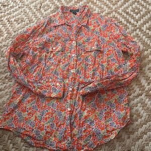 Lauren Ralph Lauren Orange Floral Button-Front Shirt